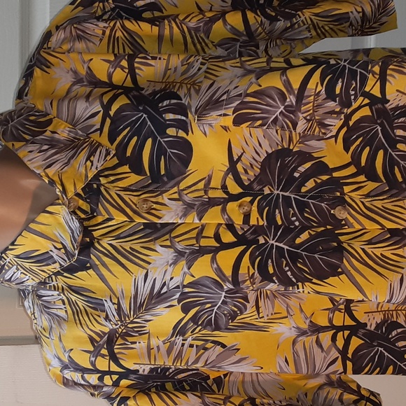 HABAND YELLOW AND GRAY FLORAL HAWAIIAN SHIRT, XL - Picture 2 of 10